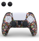 TECTINTER Antislip Hoes / Skin voor PlayStation 5 Controller met Joystick Caps - Rubber Grip Cover PS5 - Bloemen