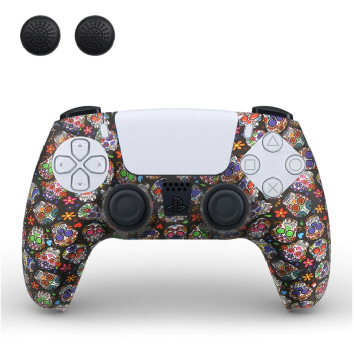 Cover/Skin antiscivolo per controller PlayStation 5 con cappucci per joystick - Cover con impugnatura in gomma PS5 - Fiori