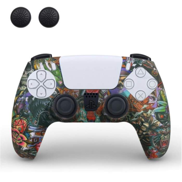 Cover/Skin antiscivolo per controller PlayStation 5 con cappucci per joystick - Cover con impugnatura in gomma PS5 - Beast