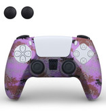 TECTINTER Housse / Skin antidérapante pour manette PlayStation 5 avec capuchons de joystick - Housse en caoutchouc pour PS5 - Camouflage violet