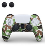 TECTINTER Non-Slip Cover / Skin for PlayStation 5 Controller with Joystick Caps - Rubber Grip Cover PS5 - Yellow Camo