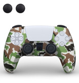 TECTINTER Rutschfeste Hülle / Skin für PlayStation 5 Controller mit Joystick-Kappen - Rubber Grip Cover PS5 - Yellow Camo