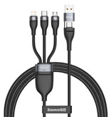 Baseus 3 in 1 Charging Cable - iPhone Lightning / USB-C / Micro-USB - 1.2 Meter Charger Braided Nylon Data Cable Black