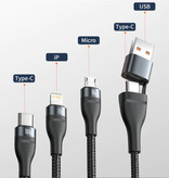 Baseus 3 in 1 Ladekabel - iPhone Lightning / USB-C / Micro-USB - 1,2 Meter Ladegerät Geflochtenes Nylon Datenkabel Schwarz