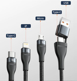 Baseus 3 in 1 Oplaadkabel - iPhone Lightning / USB-C / Micro-USB - 1.2 Meter Oplader Gevlochten Nylon Data Kabel Zwart