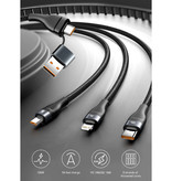 Baseus Cavo di ricarica 3 in 1 - iPhone Lightning / USB-C / Micro-USB - Cavo dati in nylon intrecciato per caricabatterie da 1,2 metri Verde