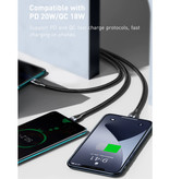 Baseus Kabel do ładowania 3 w 1 - iPhone Lightning / USB-C / Micro-USB - Ładowarka 1,2 metra Pleciony nylonowy kabel do transmisji danych Zielony