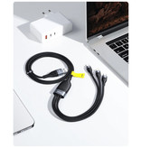 Baseus Cable de carga 3 en 1 - iPhone Lightning / USB-C / Micro-USB - Cargador de 1,2 metros Cable de datos de nailon trenzado Verde