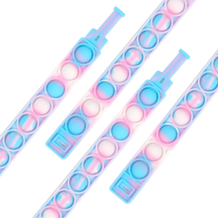 Pop It Armband - Fidget Anti Stress Speelgoed Bubble Toy Siliconen Blauw-Roze