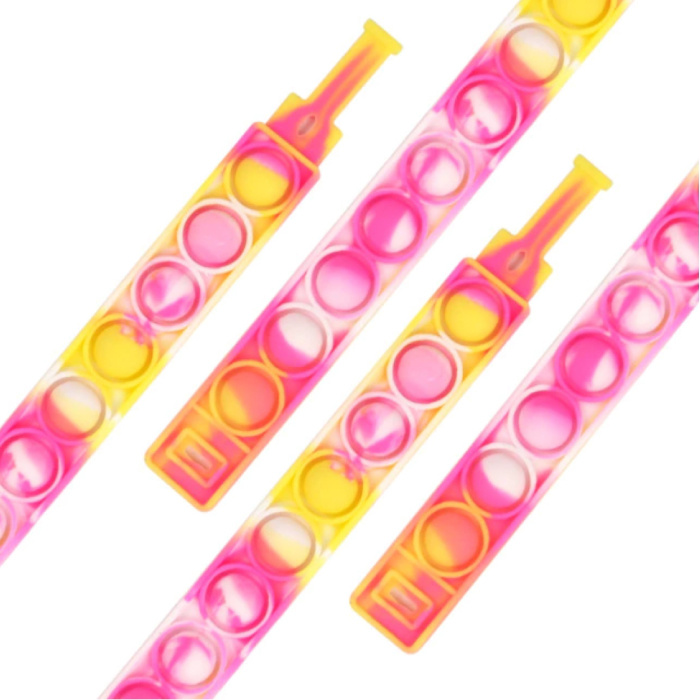 Pop It Armband - Zappeln Anti Stress Spielzeug Blase Spielzeug Silikon Rosa-Gelb