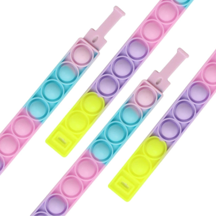 Pop It Armband - Fidget Anti Stress Speelgoed Bubble Toy Siliconen Blauw-Roze-Geel