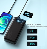 ASOMETECH Banque d'alimentation 30X avec 2 ports de sortie/3 d'entrée 30 000 mAh - Lampe de poche intégrée - Chargeur de batterie de secours externe Noir