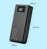 ASOMETECH 30X Power Bank z 2 wyjściami/3 portami wejściowymi 30 000mAh - Wbudowana latarka - Zewnętrzna ładowarka awaryjna Ładowarka baterii Czarna