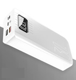 ASOMETECH 30X Power Bank z 2 wyjściami/3 portami wejściowymi 30 000mAh - Wbudowana latarka - Zewnętrzna ładowarka awaryjna Ładowarka Baterii Biała