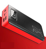 ASOMETECH 30-krotny power bank z 2 wyjściami/3 portami wejściowymi 30 000 mAh - Wbudowana latarka - Zewnętrzna ładowarka awaryjna Ładowarka Czerwona