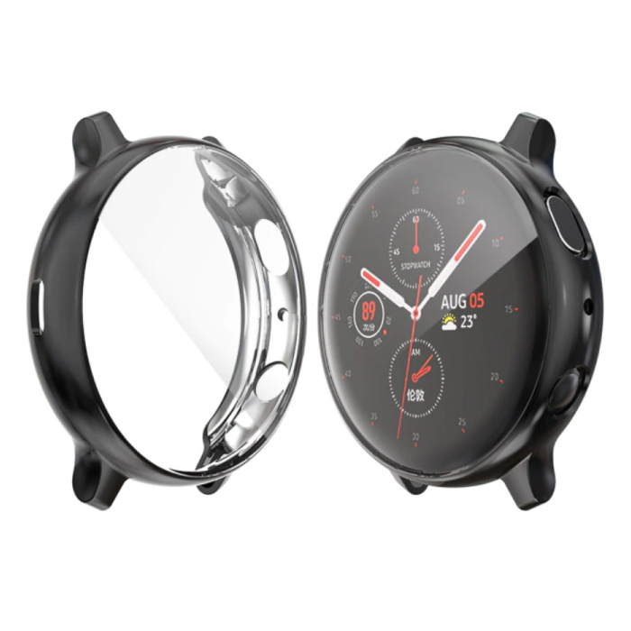 Carcasa completa para Samsung Galaxy Watch Active (39,5 mm) - Carcasa y protector de pantalla - Carcasa rígida de TPU negra