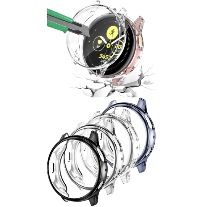 Stuff Certified® Carcasa completa para Samsung Galaxy Watch Active 2 (44 mm) - Carcasa y protector de pantalla - Carcasa rígida de TPU azul