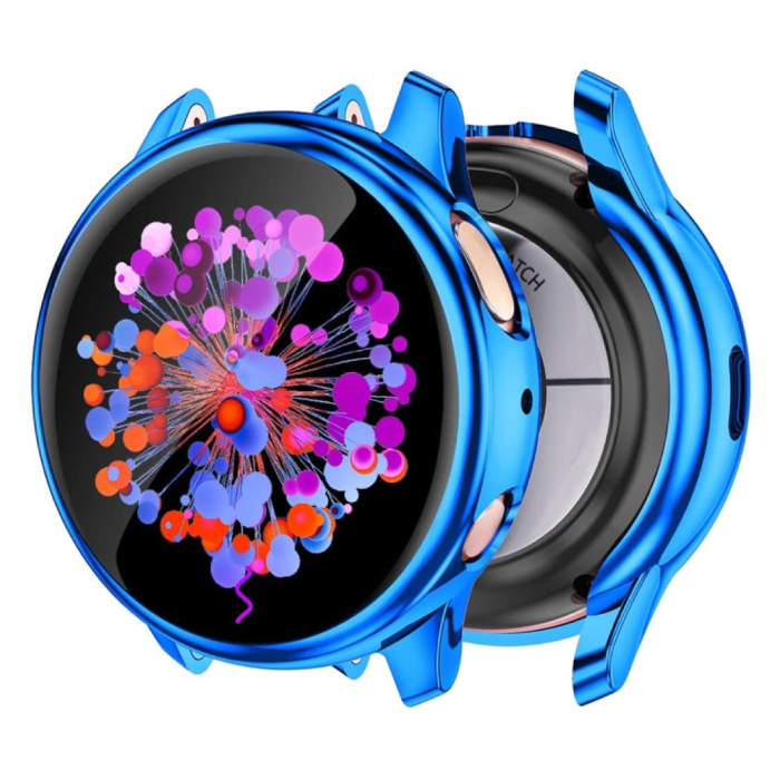 Stuff Certified® Carcasa completa para Samsung Galaxy Watch Active 2 (44 mm) - Carcasa y protector de pantalla - Carcasa rígida de TPU azul