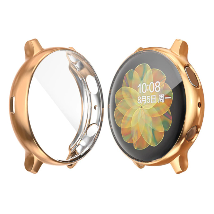 Carcasa completa para Samsung Galaxy Watch Active 2 (40 mm) - Carcasa y protector de pantalla - Carcasa rígida de TPU Oro rosa