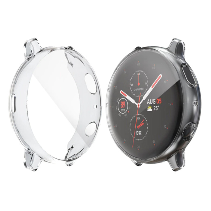 Full Cover voor Samsung Galaxy Watch Active 2 (44mm) - Hoesje en Screen Protector - TPU Hard Case Transparant