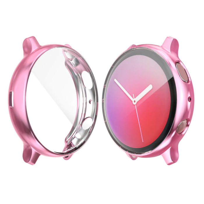 Carcasa completa para Samsung Galaxy Watch Active 2 (44 mm) - Carcasa y protector de pantalla - Carcasa rígida de TPU Rosa