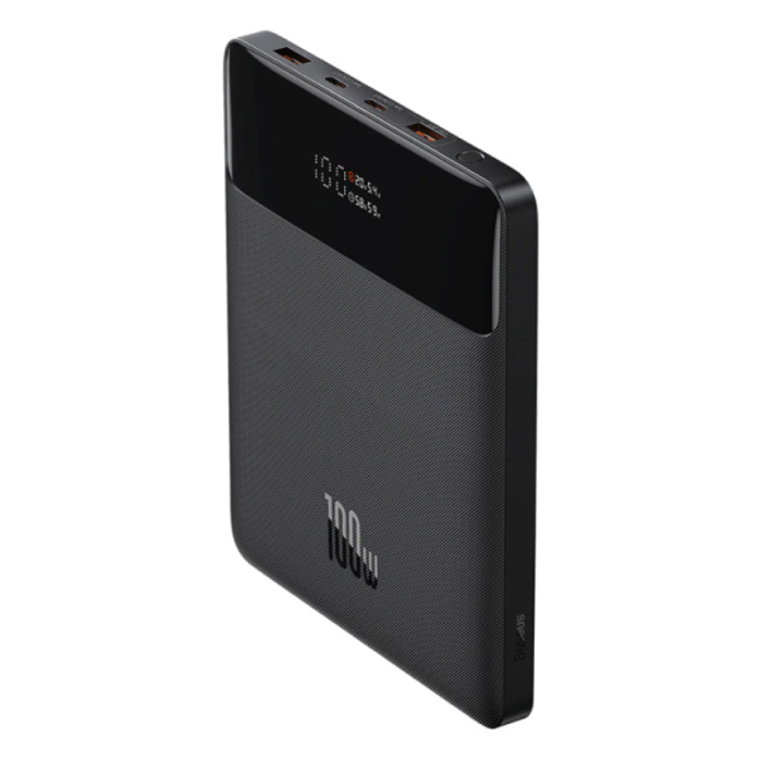 Power Bank 20 000 mAh z 4 portami ładowania - 100 W PD Zewnętrzna bateria awaryjna Wyświetlacz LED Ładowarka Ładowarka Czarna