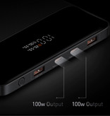 Baseus Banque d'alimentation 20 000 mAh avec 4 ports de charge - 100W PD Batterie d'urgence externe Affichage LED Chargeur de batterie Chargeur Noir