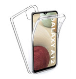 AKTIMO Samsung Galaxy A12 Full Body 360° Hoesje - Volledige Bescherming Transparant TPU Silicone Case + PET Screenprotector
