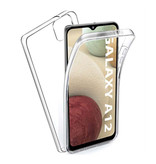 AKTIMO Samsung Galaxy A12 Full Body 360° Hülle - Voller Schutz Transparente TPU Silikonhülle + PET Displayschutzfolie