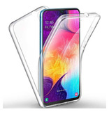 AKTIMO Custodia Full Body 360° per Samsung Galaxy A31 - Custodia in silicone TPU trasparente a protezione totale + Pellicola salvaschermo in PET