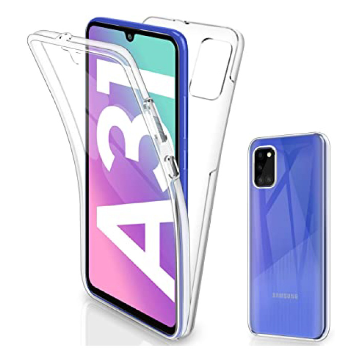 Carcasa 360 ° de cuerpo completo para Samsung Galaxy A31 - Carcasa de silicona TPU transparente de protección completa + Protector de pantalla PET