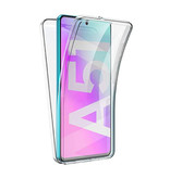 AKTIMO Carcasa 360 ° de cuerpo completo para Samsung Galaxy A51 - Carcasa de silicona TPU transparente de protección completa + Protector de pantalla PET