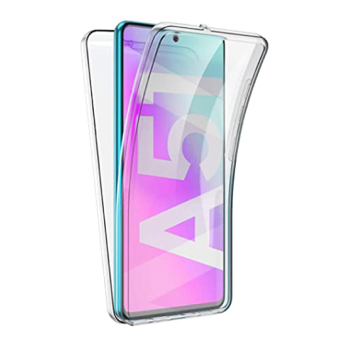 Carcasa 360 ° de cuerpo completo para Samsung Galaxy A51 - Carcasa de silicona TPU transparente de protección completa + Protector de pantalla PET