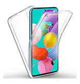 AKTIMO Carcasa 360 ° de cuerpo completo para Samsung Galaxy A51 - Carcasa de silicona TPU transparente de protección completa + Protector de pantalla PET