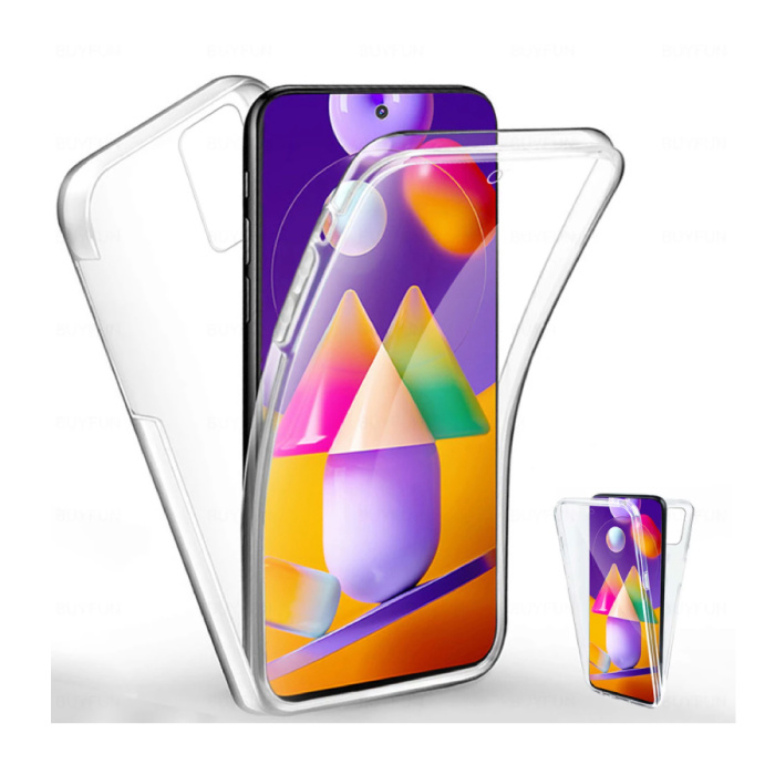 Carcasa 360 ° de cuerpo completo para Samsung Galaxy M31 - Carcasa de silicona TPU transparente de protección completa + Protector de pantalla PET