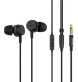 SADES Wings 10 Oordopjes met Microfoon - 3.5mm AUX Oortjes Wired Earphones Oortelefoon Zwart