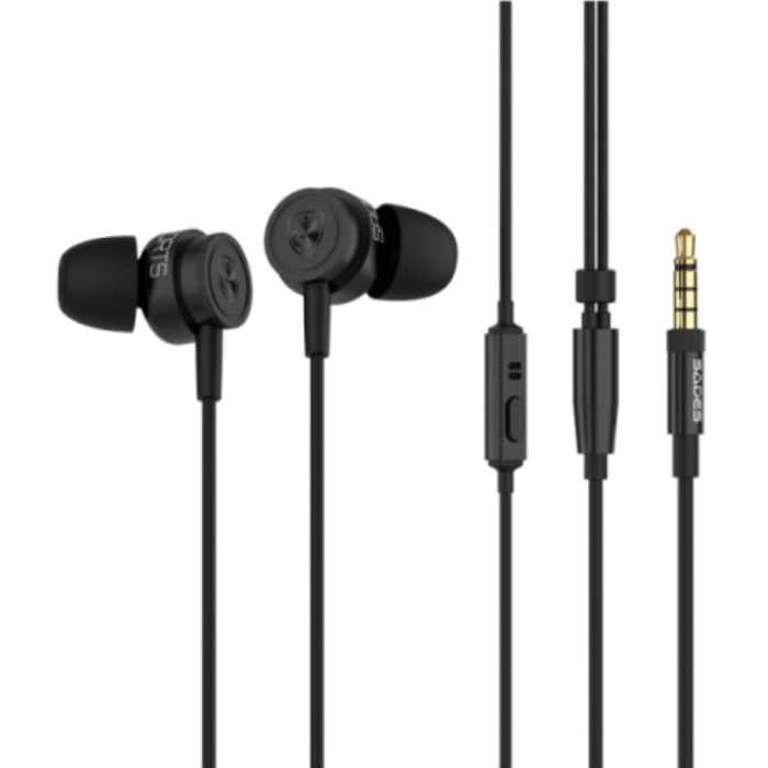 Wings 10 Oordopjes met Microfoon - 3.5mm AUX Oortjes Wired Earphones Oortelefoon Zwart