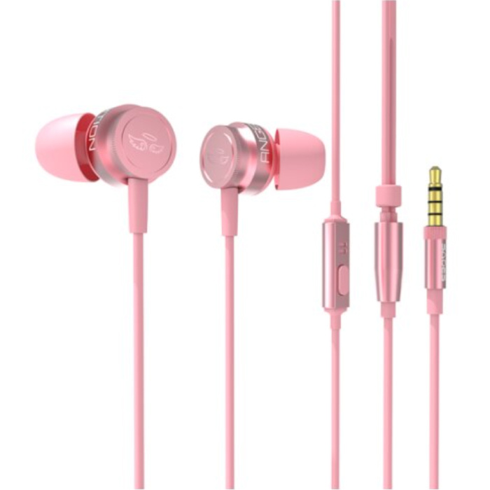 Wings 10 Ohrhörer mit Mikrofon - 3,5-mm-AUX-Ohrhörer Kabelgebundene Ohrhörer In-Ear-Kopfhörer Rosa