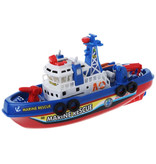 OCDAY Barca dei pompieri di salvataggio marino con motore, gru e pompa dell'acqua - Barca giocattolo per bambini Acqua