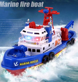 OCDAY Marine Rescue Fire Boat with Motor, Crane and Water Pump - Children's Toy Ship Boat Water