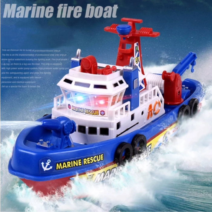 cortina presumir radio Barco de bomberos de rescate marino con motor, grúa y bomba de agua de  juguete | Stuff Enough