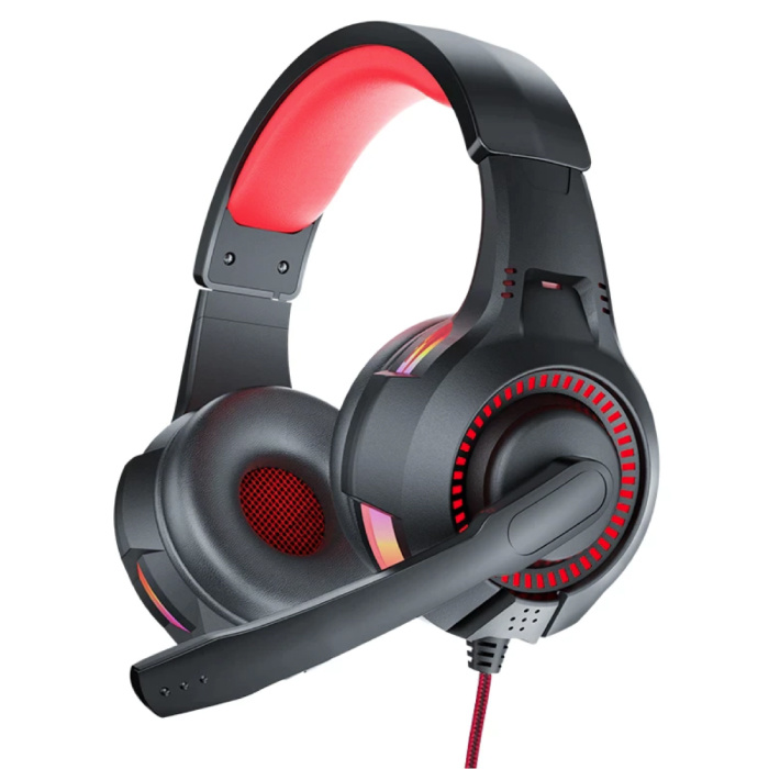 D5 Gaming Headset 3.5mm AUX Connection - Comfortable Headphones with Microphone Red