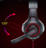 Bluedio D5 Gaming Headset 3,5 mm AUX-Anschluss - Komfortabler Kopfhörer mit Mikrofon Rot