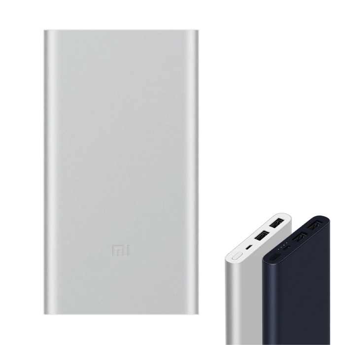 Xiaomi Mi Powerbank 2 - 10.000mAh mit 2 Ladeanschlüssen - LED Akkustatus Externer Notfallakku Akkuladegerät Ladegerät Silber