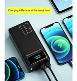 ASOMETECH 50X Power Bank mit 4 Ausgängen / 3 Eingängen 50.000mAh - Eingebaute Taschenlampe - Externes Notfall-Akku Ladegerät Ladegerät Schwarz