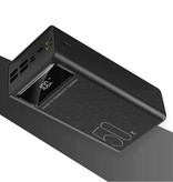 ASOMETECH 50X Powerbank met 4 Uitvoer/3 Invoer Poorten 50.000mAh - Ingebouwde Zaklamp - Externe Noodaccu Batterij Oplader Charger Zwart