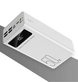 ASOMETECH 50X Power Bank z 4 portami wyjściowymi/3 wejściowymi 50 000 mAh - Wbudowana latarka - Zewnętrzna ładowarka awaryjna Ładowarka Baterii Biała