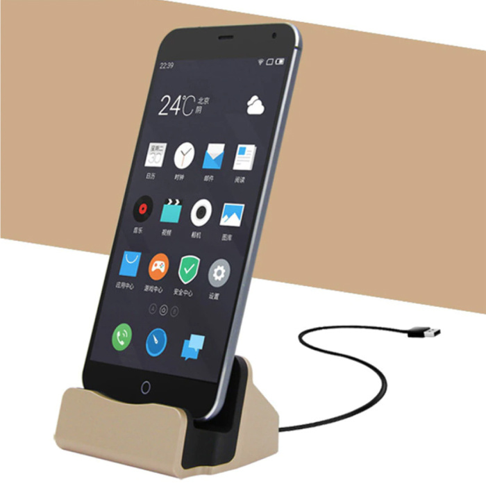 5W Charger Stand for Micro-USB - Phone Holder Fast Charging Gold