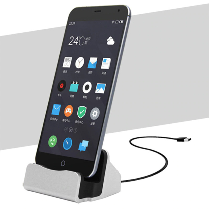 Support de chargeur 5W pour Micro USB - Support de téléphone à charge rapide Argent