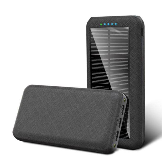 Qi Wireless Solar Power Bank con 3 puertos 80.000mAh - Linterna incorporada - Cargador de batería de emergencia externo Cargador Sun Black